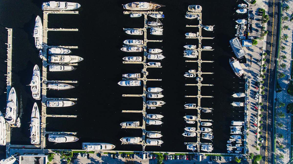 fort lauderdale aerial view photography of boat dock florida